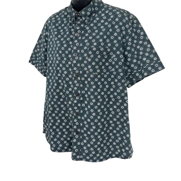 Kennington Mens XL Short Sleeve Button-Up Shirt Blue Geometric Polka Dot EUC - Picture 2 of 8